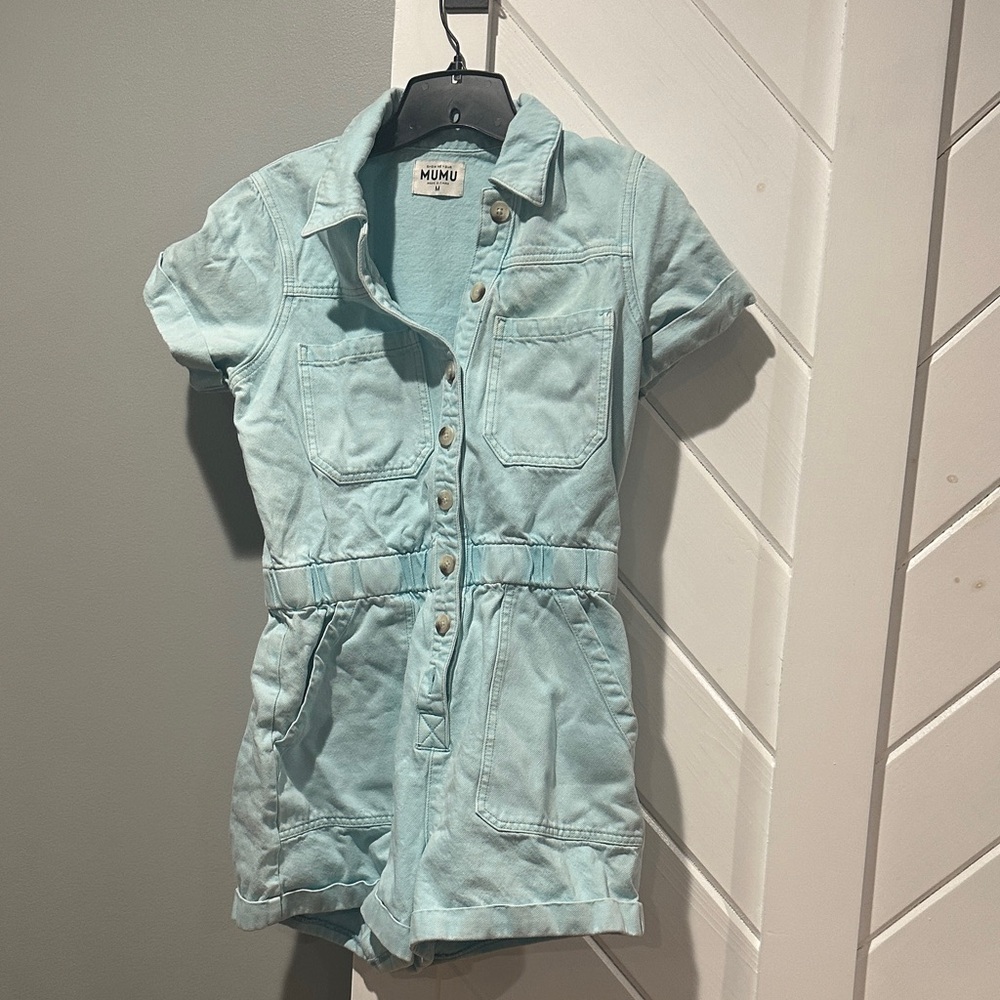 Show Me Your MuMu Light Blue Denim Romper